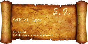 Sári Igor névjegykártya